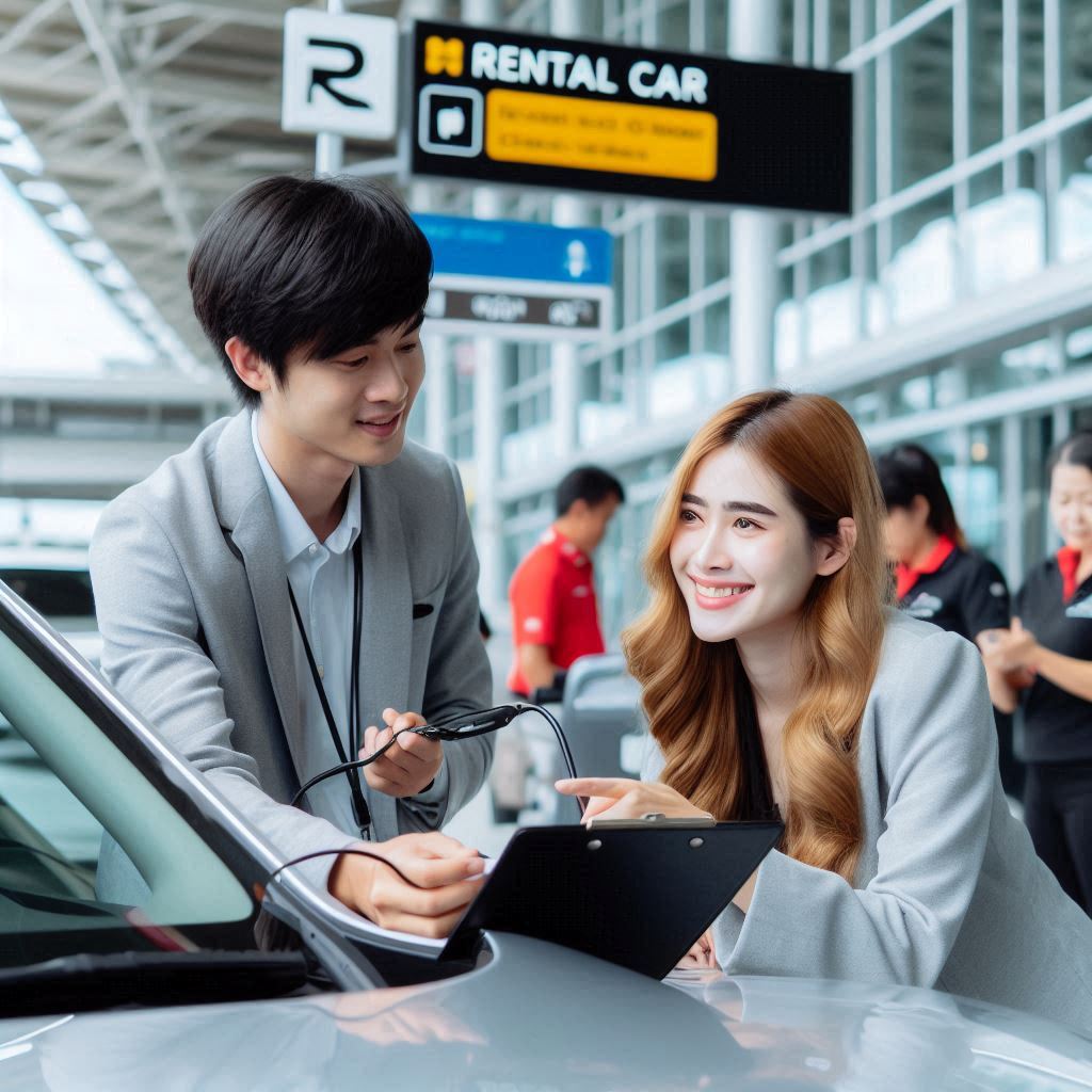 Man Getting His Rental Car from London Heathrow Airport